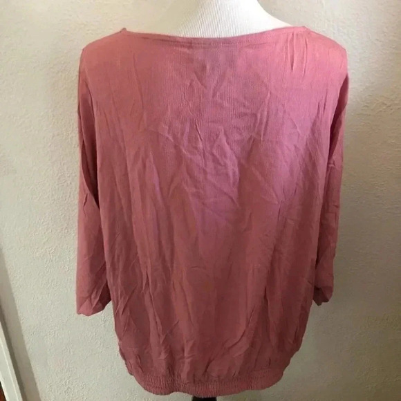 Lane Bryant NWT Dusky Pink Long Sleeve Rayon Lace Top Blouse Shirt Round Neck - Picture 4 of 8